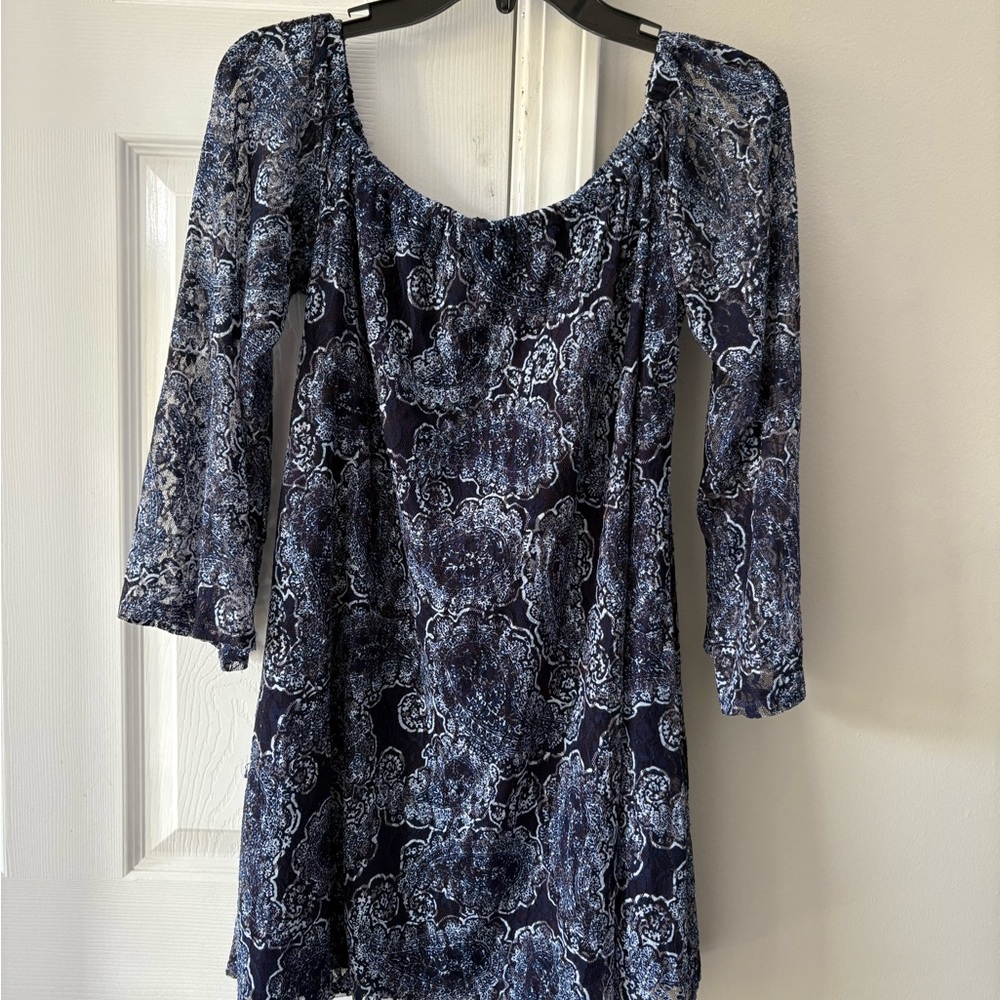 Trixxi Blue and White Patterned Dress